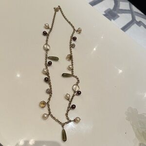 Stella & Dot Multi Stone Beaded Necklace with Brown Accents